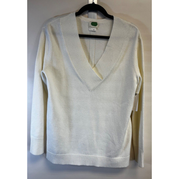 NWT New $98 by Anthropologie V-Neck Oversized Pullover Sweater XS Ivory D18 - Picture 1 of 5